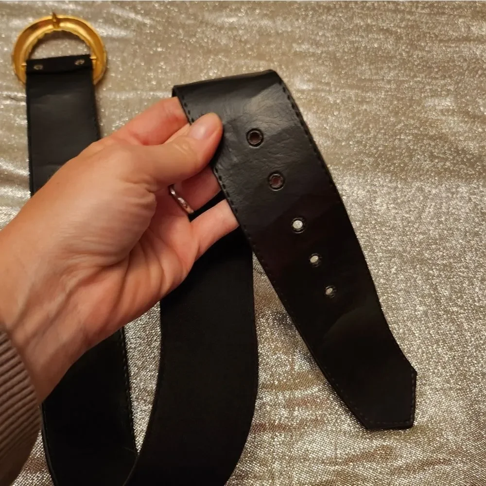 Black Belt with Twisted Gold Buckle